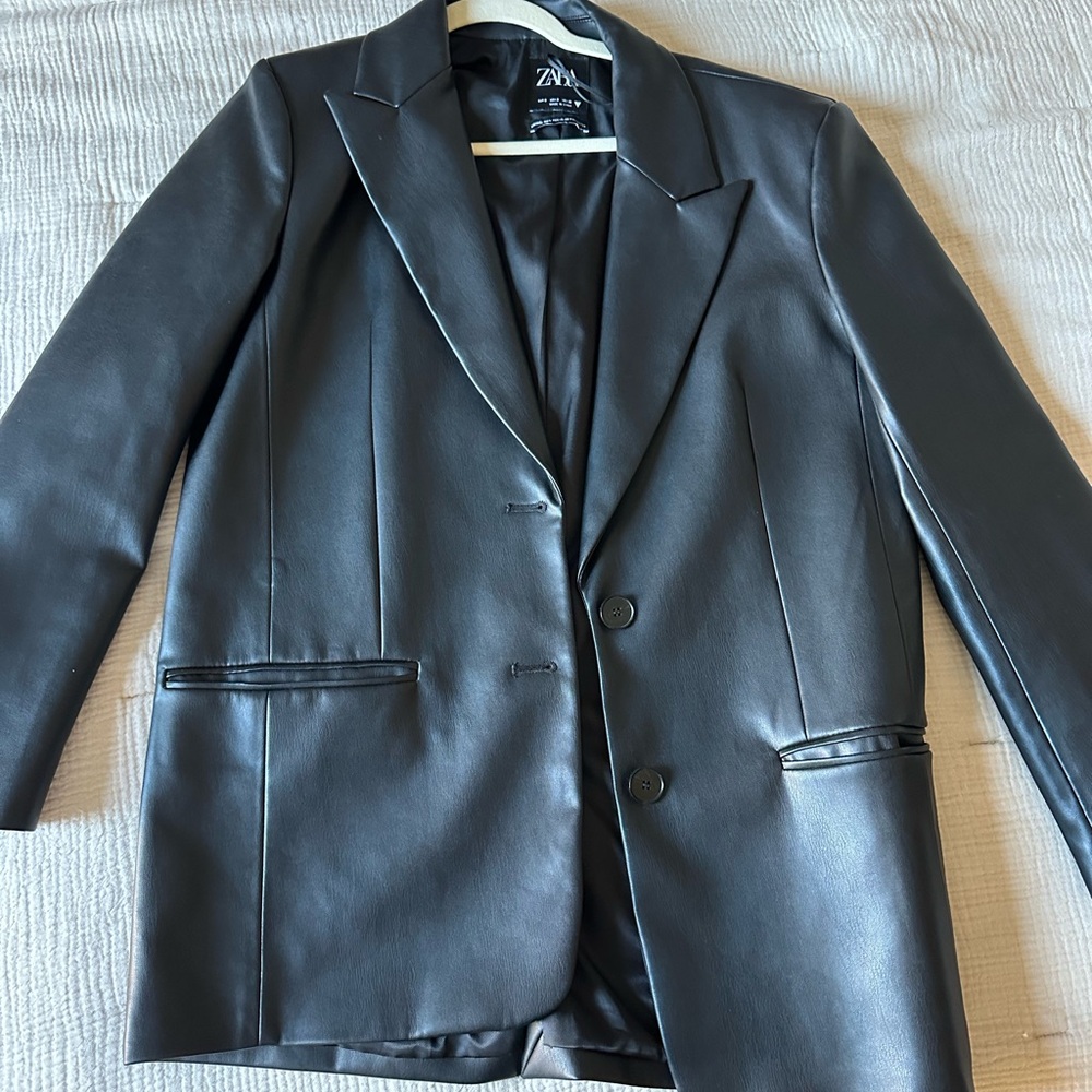 Faux Leather Blazer